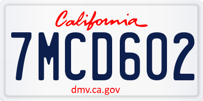 CA license plate 7MCD602