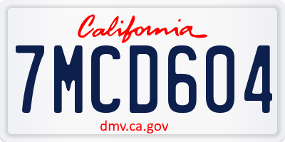 CA license plate 7MCD604
