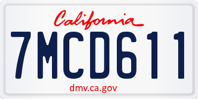 CA license plate 7MCD611