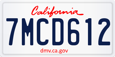 CA license plate 7MCD612