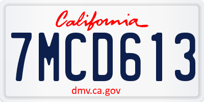 CA license plate 7MCD613