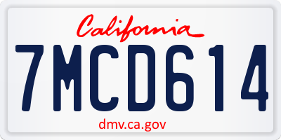 CA license plate 7MCD614