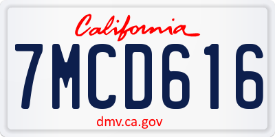 CA license plate 7MCD616