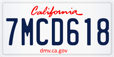 CA license plate 7MCD618
