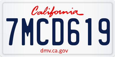 CA license plate 7MCD619