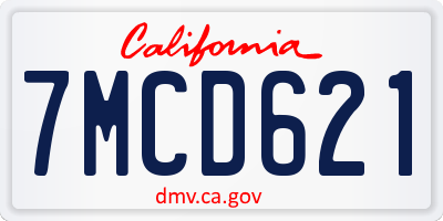 CA license plate 7MCD621