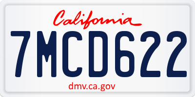 CA license plate 7MCD622