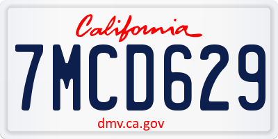 CA license plate 7MCD629