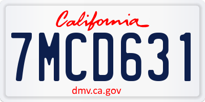 CA license plate 7MCD631