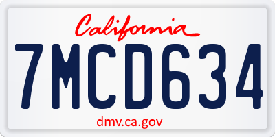 CA license plate 7MCD634
