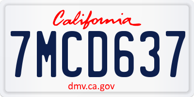 CA license plate 7MCD637
