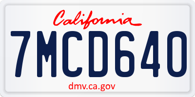 CA license plate 7MCD640