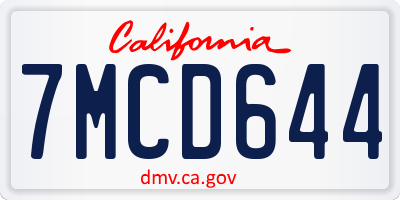 CA license plate 7MCD644