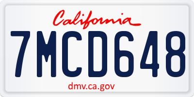 CA license plate 7MCD648