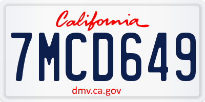 CA license plate 7MCD649