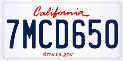 CA license plate 7MCD650