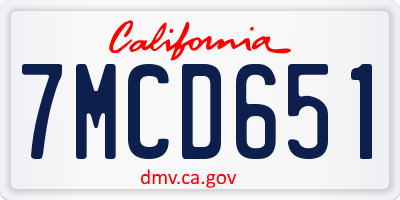 CA license plate 7MCD651