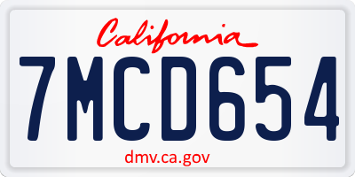 CA license plate 7MCD654