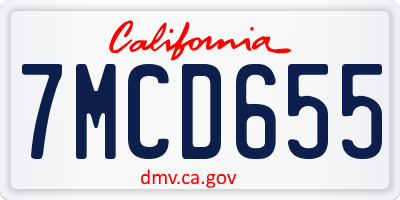 CA license plate 7MCD655