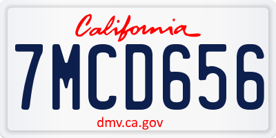 CA license plate 7MCD656