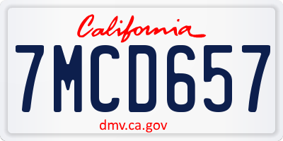 CA license plate 7MCD657