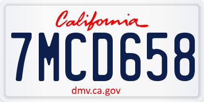 CA license plate 7MCD658