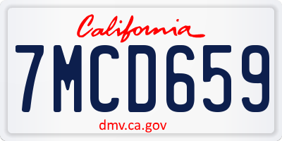 CA license plate 7MCD659