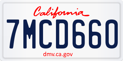 CA license plate 7MCD660
