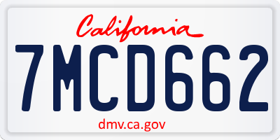CA license plate 7MCD662