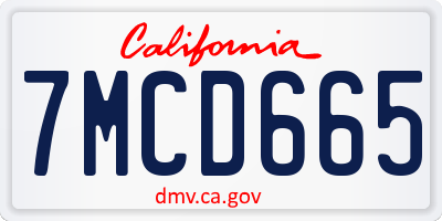 CA license plate 7MCD665