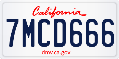 CA license plate 7MCD666