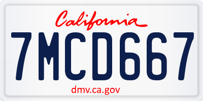 CA license plate 7MCD667