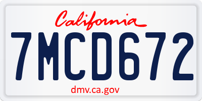 CA license plate 7MCD672