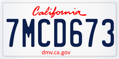 CA license plate 7MCD673