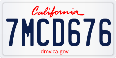CA license plate 7MCD676