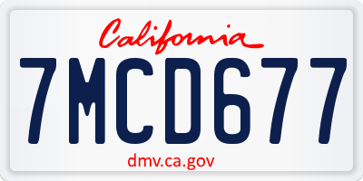 CA license plate 7MCD677