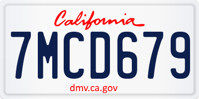 CA license plate 7MCD679