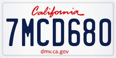CA license plate 7MCD680