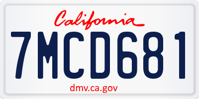 CA license plate 7MCD681