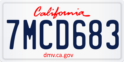 CA license plate 7MCD683