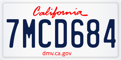 CA license plate 7MCD684