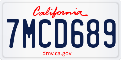 CA license plate 7MCD689