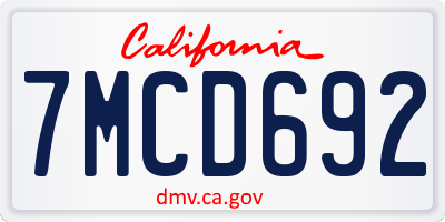 CA license plate 7MCD692