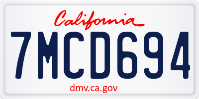 CA license plate 7MCD694