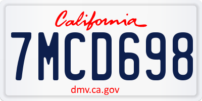 CA license plate 7MCD698