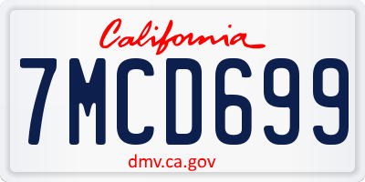 CA license plate 7MCD699