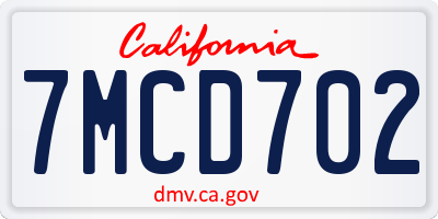 CA license plate 7MCD702