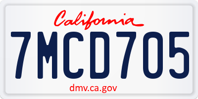 CA license plate 7MCD705