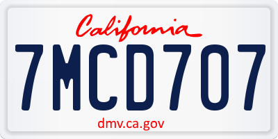 CA license plate 7MCD707