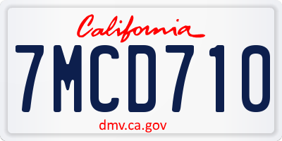 CA license plate 7MCD710